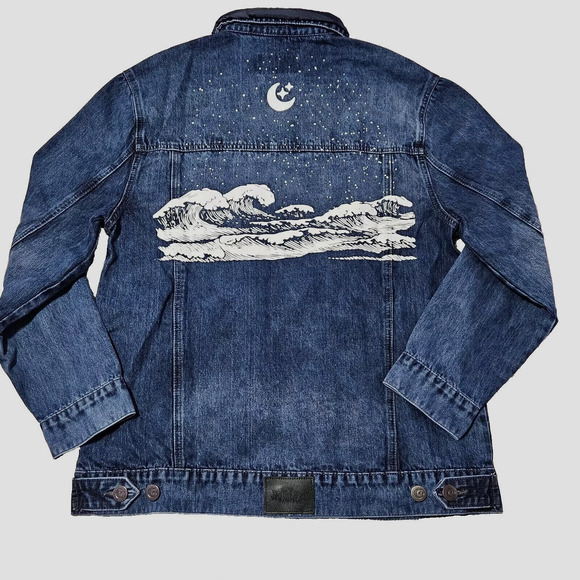 Revolt Tubbo Celestial Moment By the Sea Denim Jacket Full Zip Painted 2XL (2X)